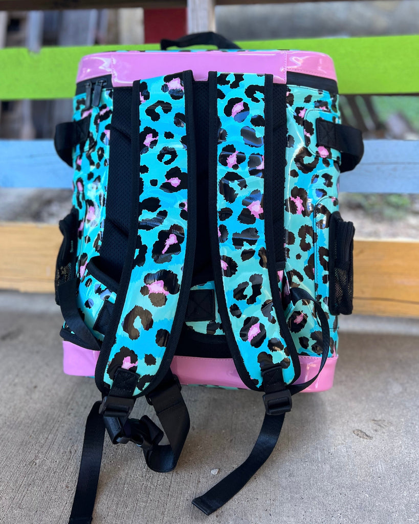 Turquoise + Pink Big Backpack Cooler