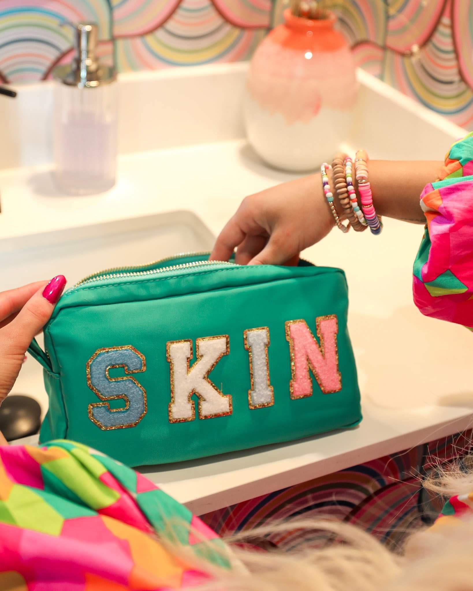 Mint "Skin" Patch Cosmetic Bag