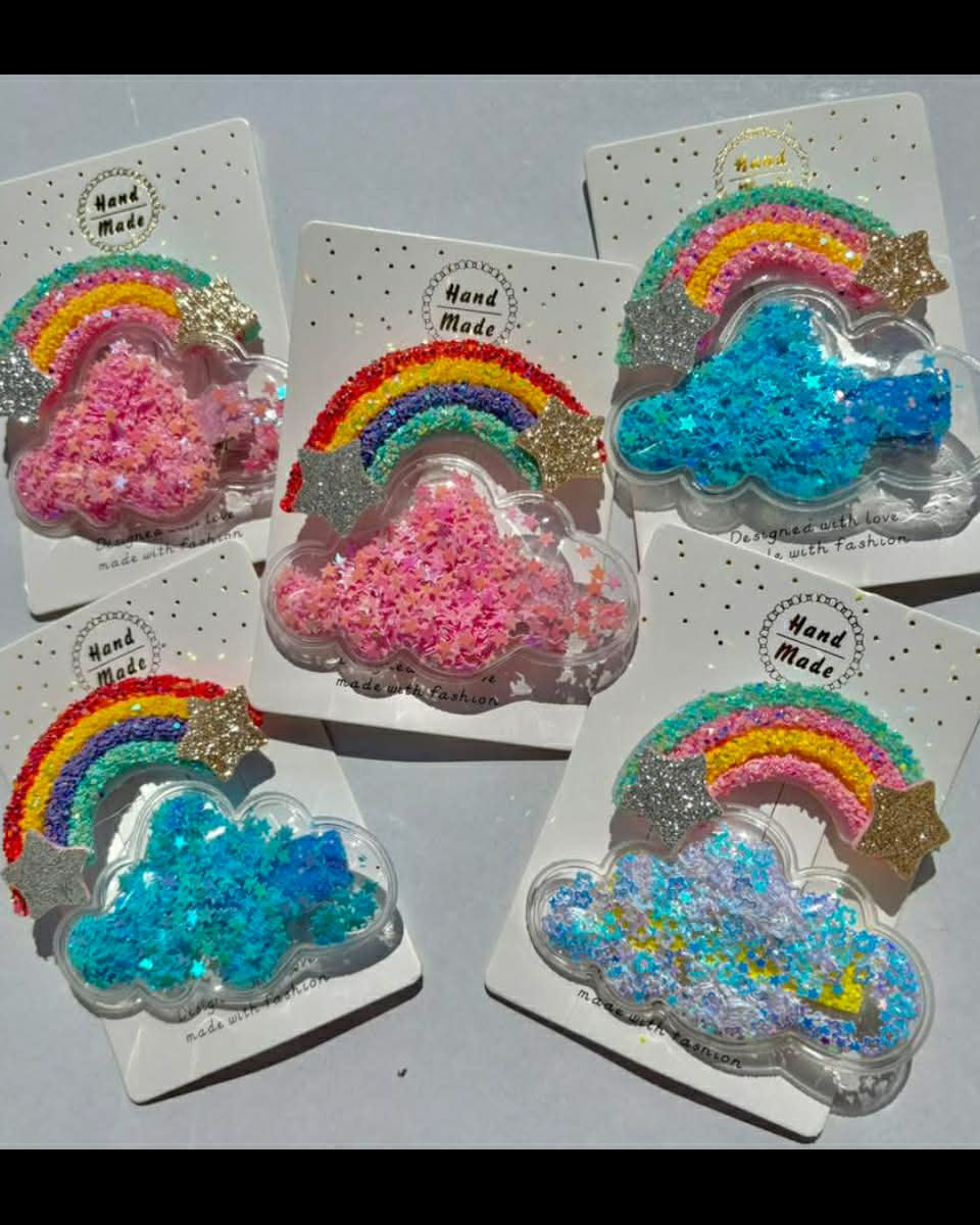 Rainbow Spring Showers Hair Clip Set